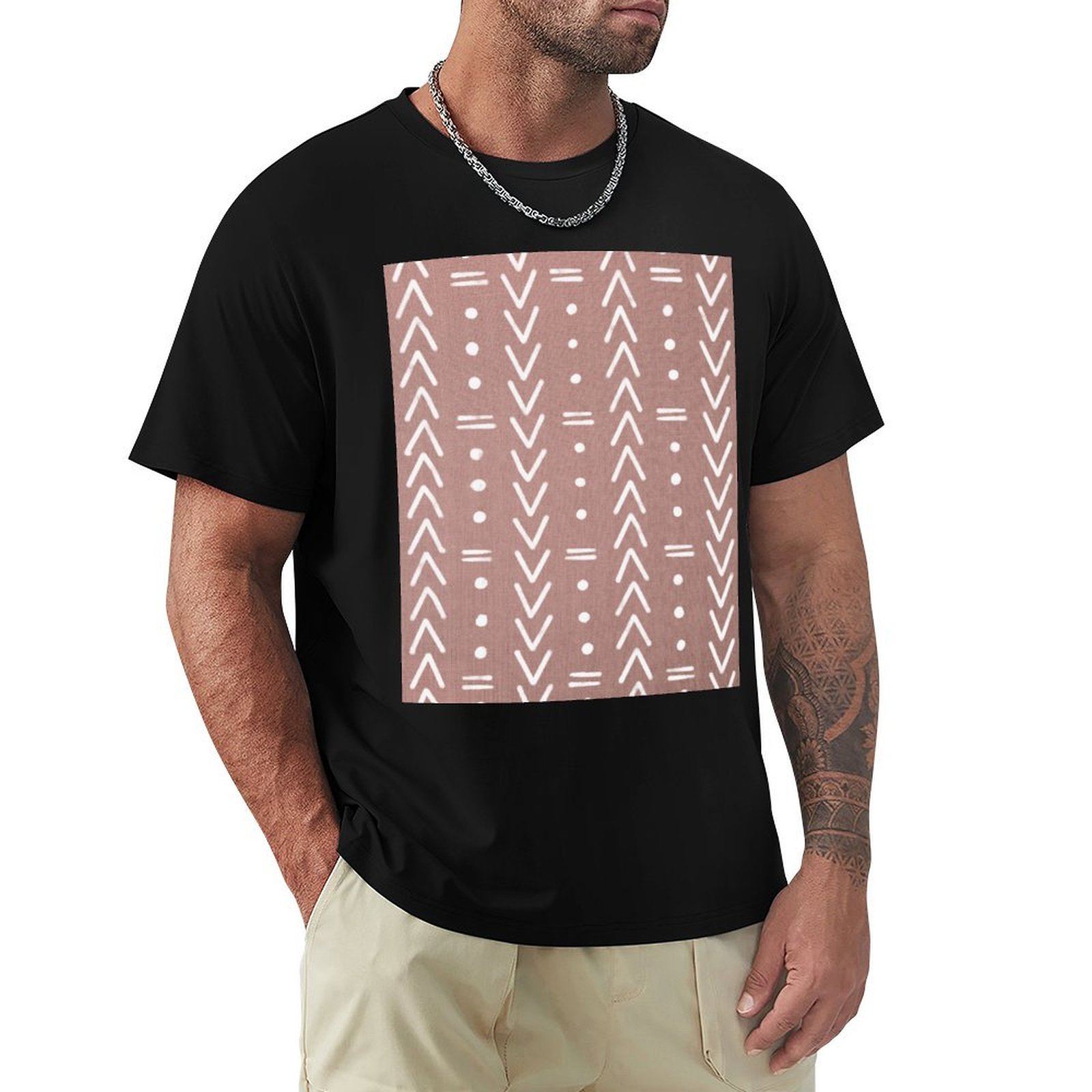 Mudcloth Print Top - Mudcloth Witte Geometrische Vormen in Blush