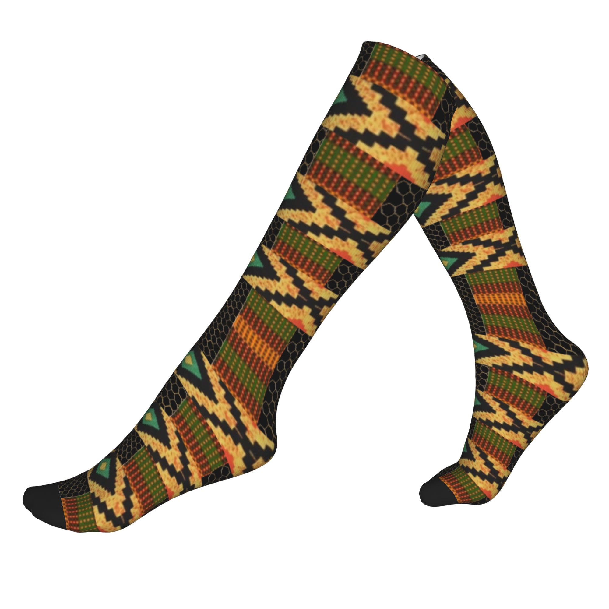 African Ankara Print - Bedrukte kleurrijke Afrikaanse Ankara-printpatroon sokken Rekbare