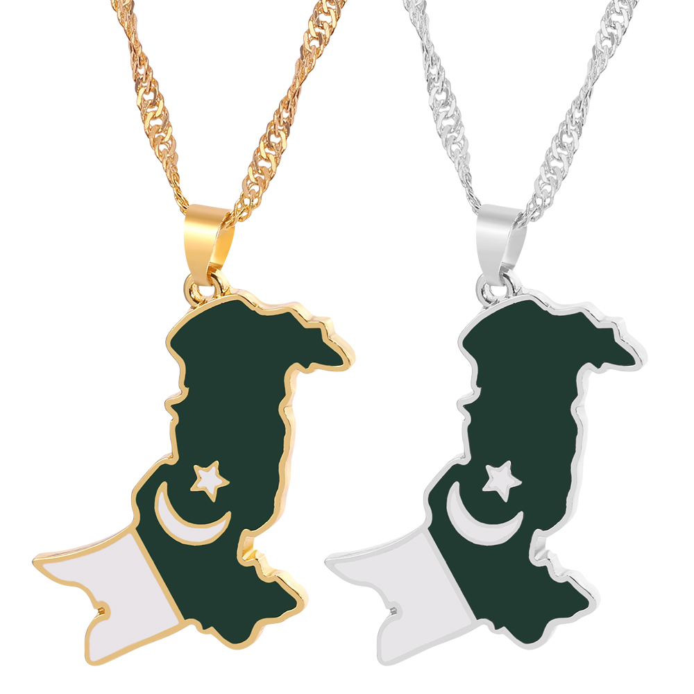Ethnic Fashion Pakistan - Pakistan Kaart Nationale Vlag Hanger Ketting