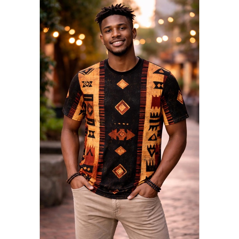 Mudcloth Print Top - Tribal Afrikaanse Modderdoek Patroon T-shirt Voor