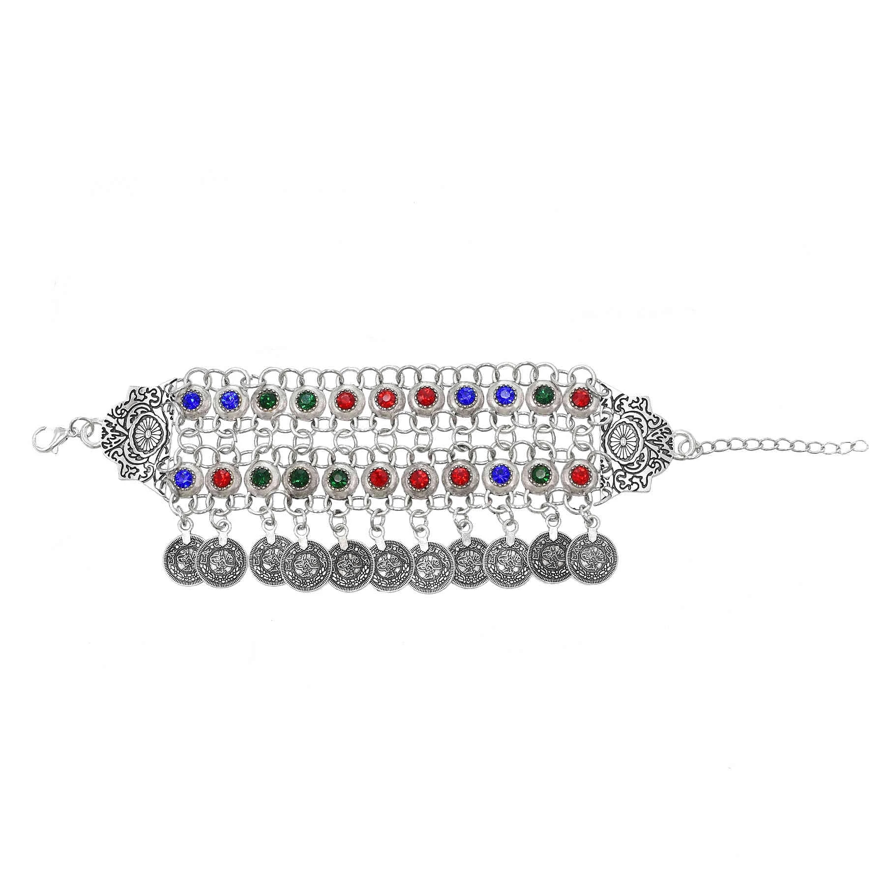 Ethnic Fashion Pakistan - 3 Stijl Kleurrijke Kristallen Munt Armband