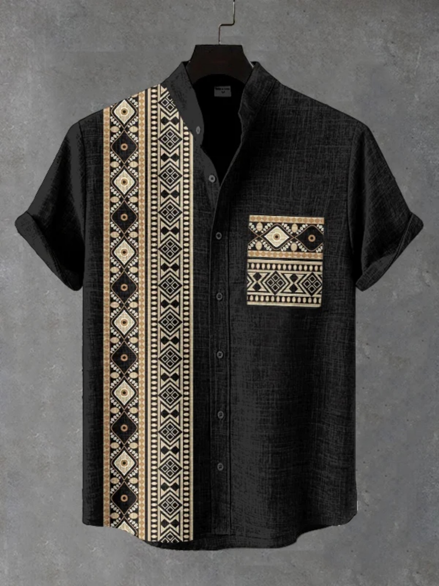 Men'S Ethnic Fashion Trends - Herenshirt met retro etnische tribale print,