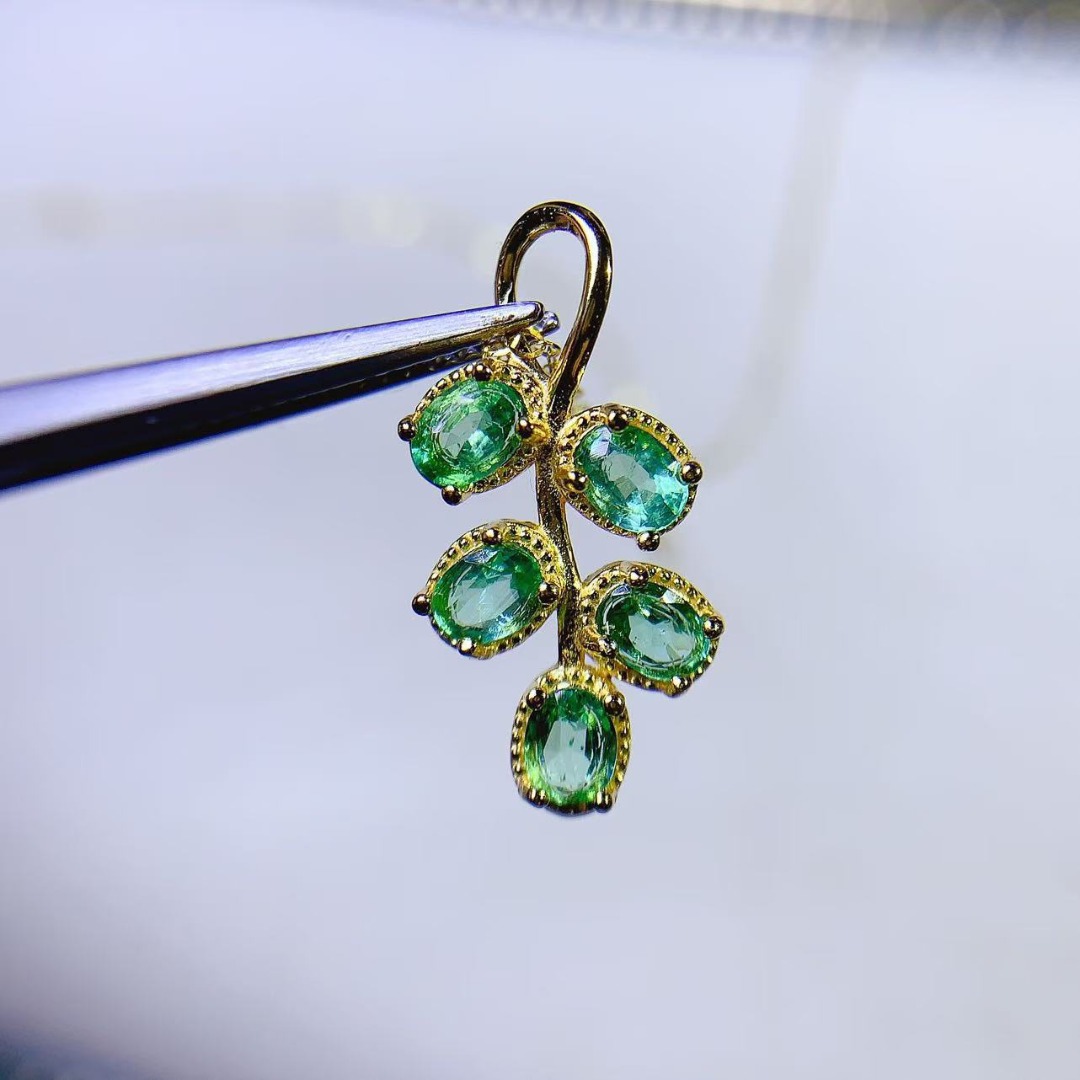 Ethnic Fashion Design - Weelderige echte smaragdgroene S925 zilveren hanger