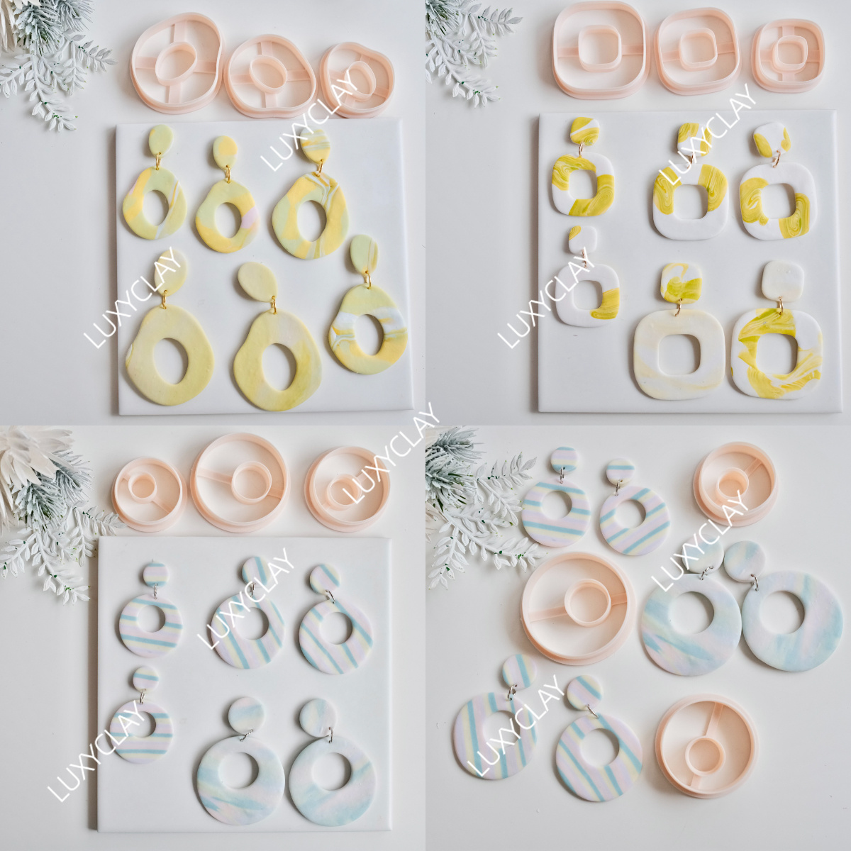 Ethnic Fashion Jewellery - 3 stuks holle cirkel vierkante donutvormige