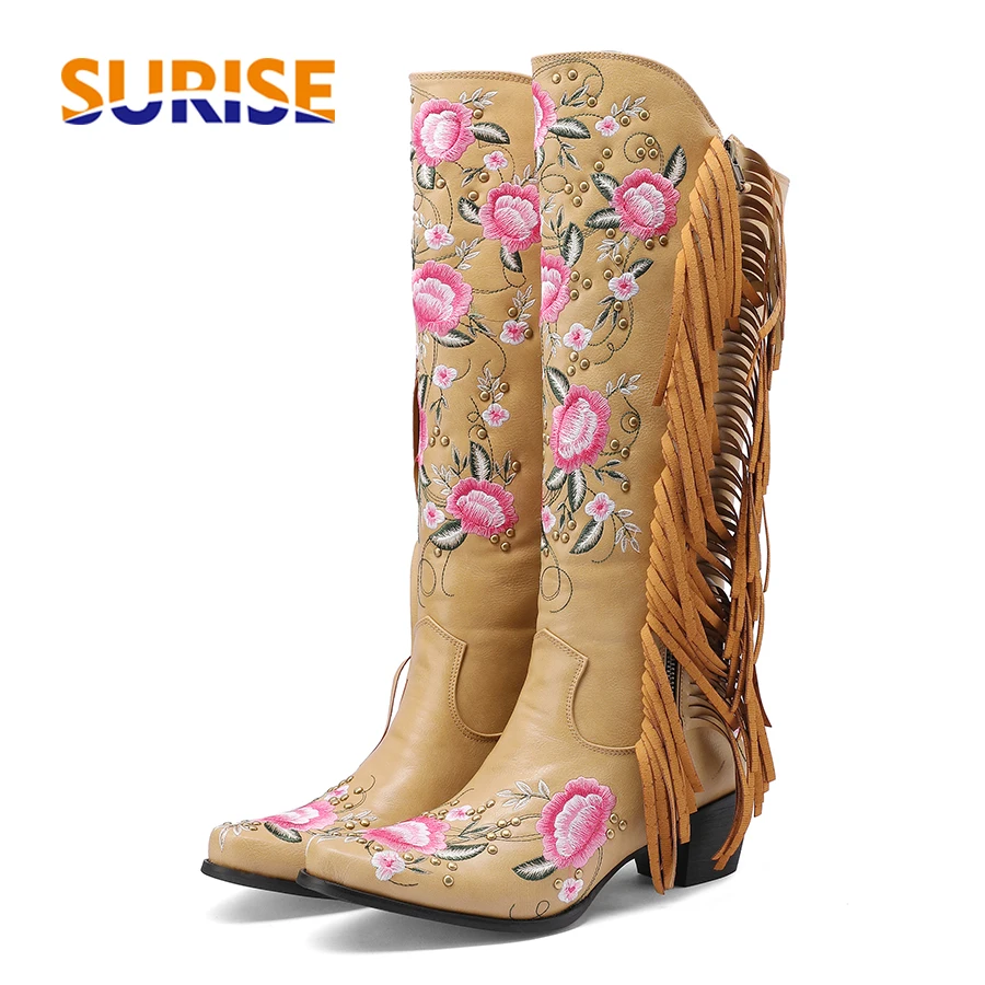 Ethnic Fashion In - Mode Borduren Bloem Westerse Knie Hoge