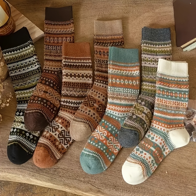 Retro 7-kleuren halfhoge sokke - Winter Ethnic Fashion For Women recensie en prijs