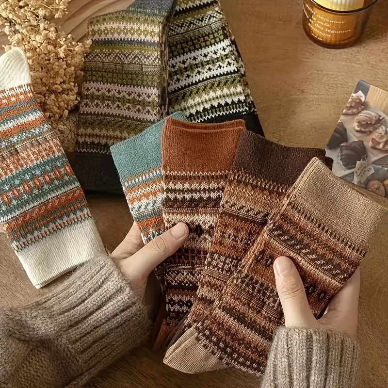 Retro 7-kleuren halfhoge sokke - Winter Ethnic Fashion For Women recensie en prijs