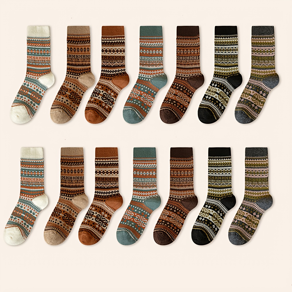 Retro 7-kleuren halfhoge sokke - Winter Ethnic Fashion For Women recensie en prijs