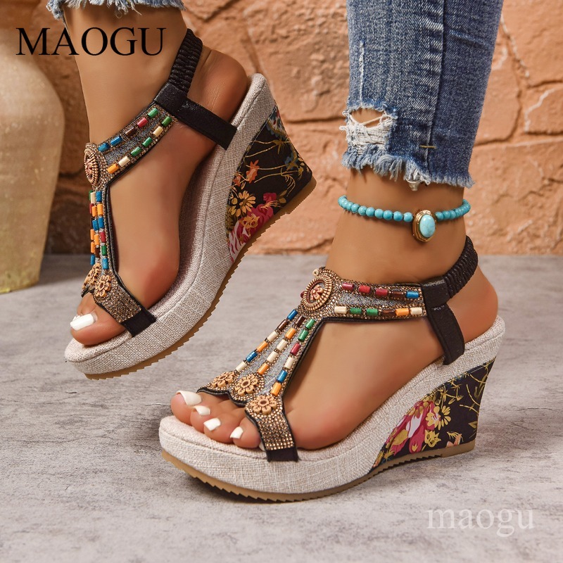 Boho sandalen met kralen en bl - Ethnic Fashion In recensie en prijs