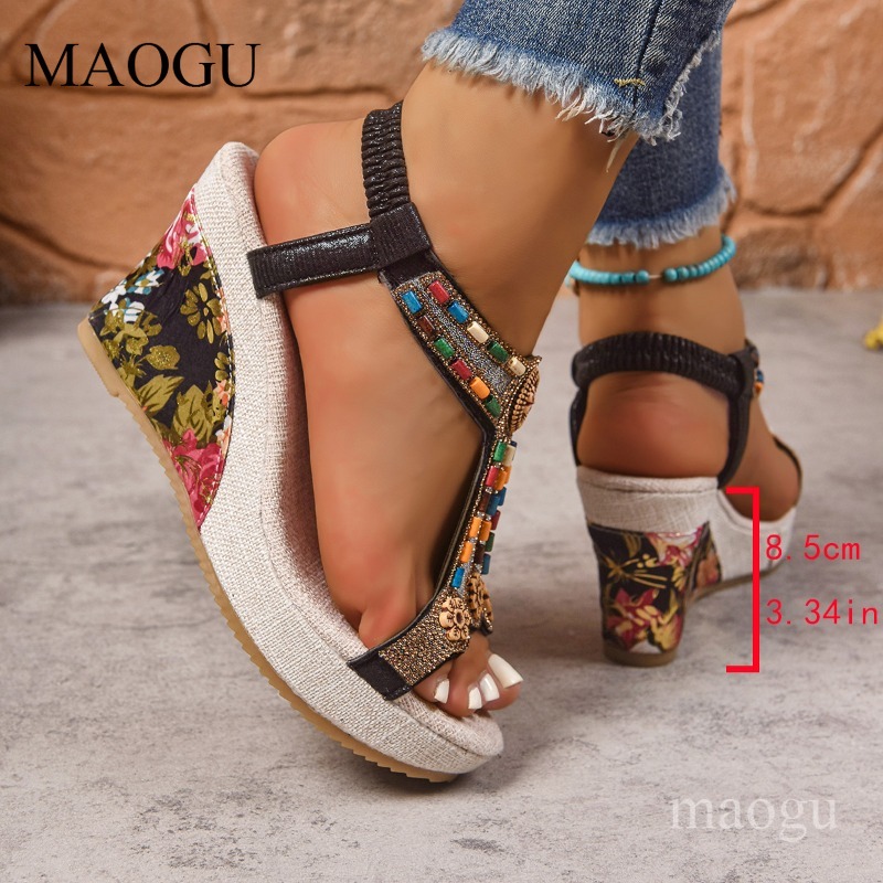 Boho sandalen met kralen en bl - Ethnic Fashion In recensie en prijs