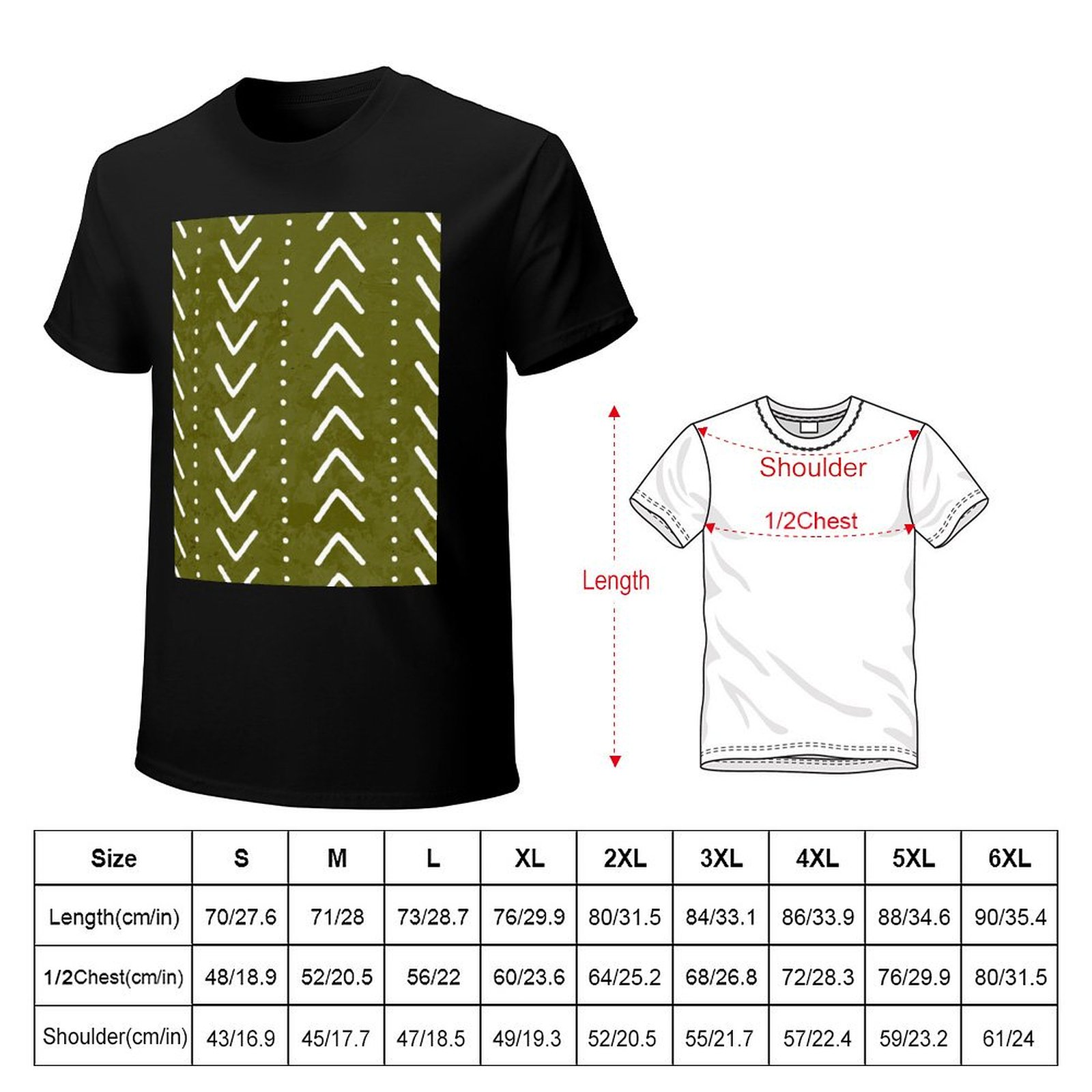 Olijfgroen T-shirt met modderd - Mudcloth Print Top recensie en prijs