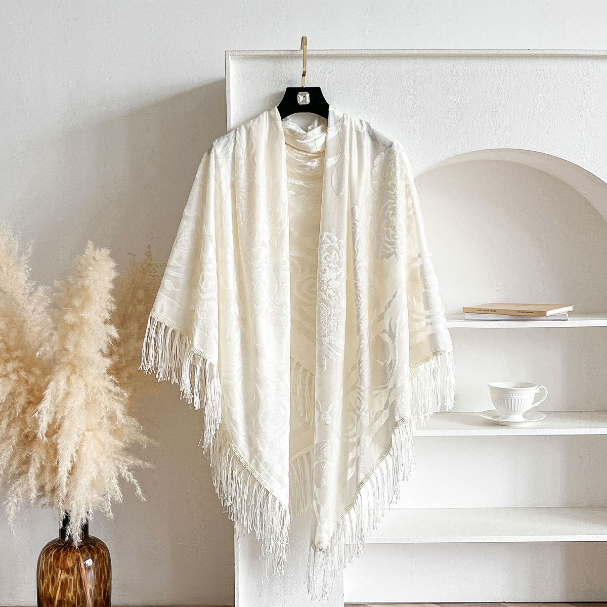 Retro fluwelen sjaal met kwast - Winter Ethnic Fashion For Women recensie en prijs
