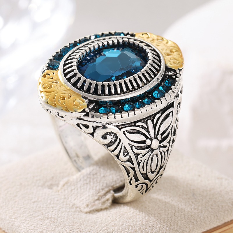 Vintage ingelegde blauwe CZ da - Ethnic Modern Fashion recensie en prijs